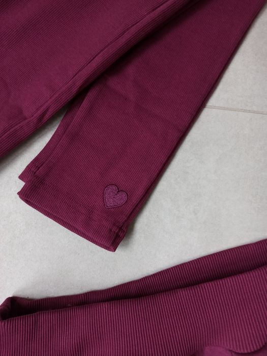 Dres komplet śliwkowy bluza ocieplana legginsy 100% bawełna