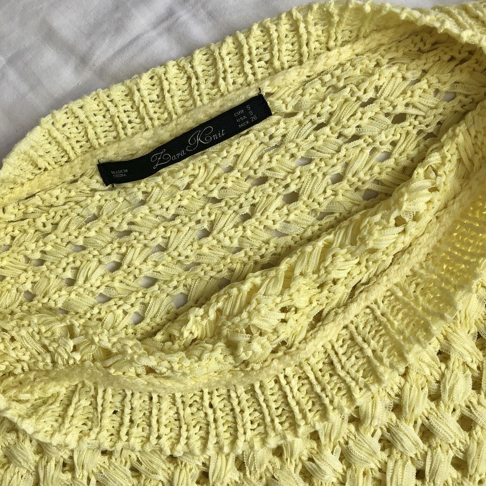 Zara Knit żółty sweterek ażurowy S