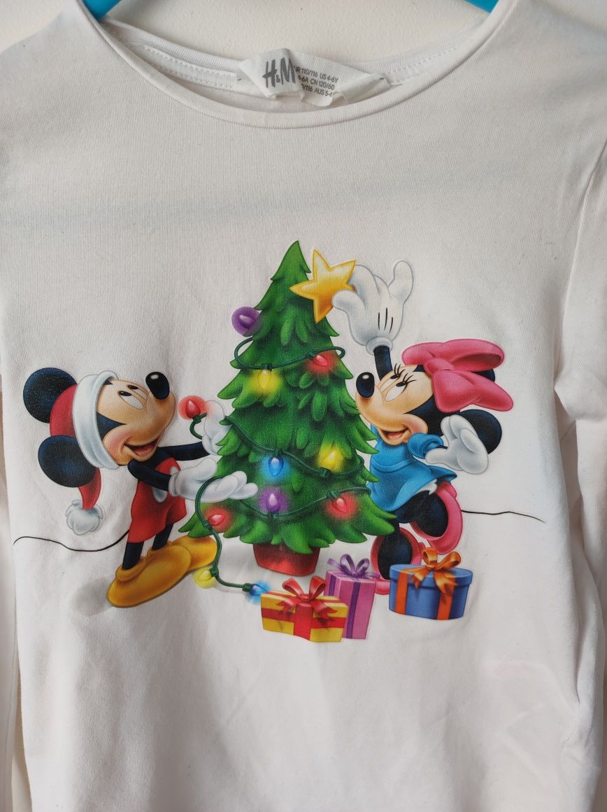 Bluzka H&M rozmiar 110/116 Minnie Mickey Boże Narodzenie Disney