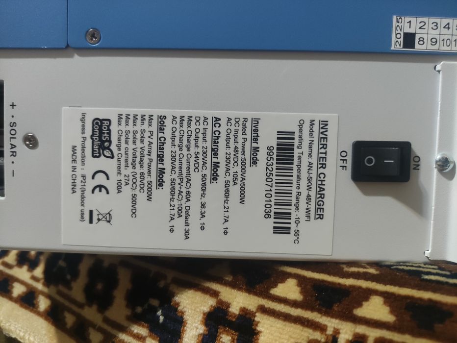 Anenji 5kw гібридний інвертор 48v