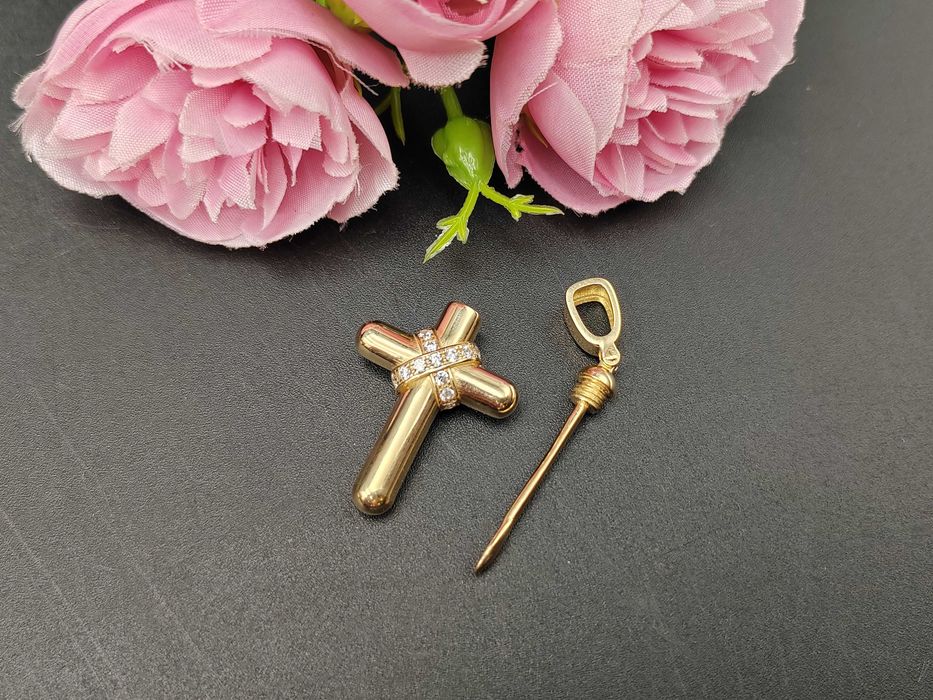 NOWA Złota Zawieszka Krzyż / Złoto 585