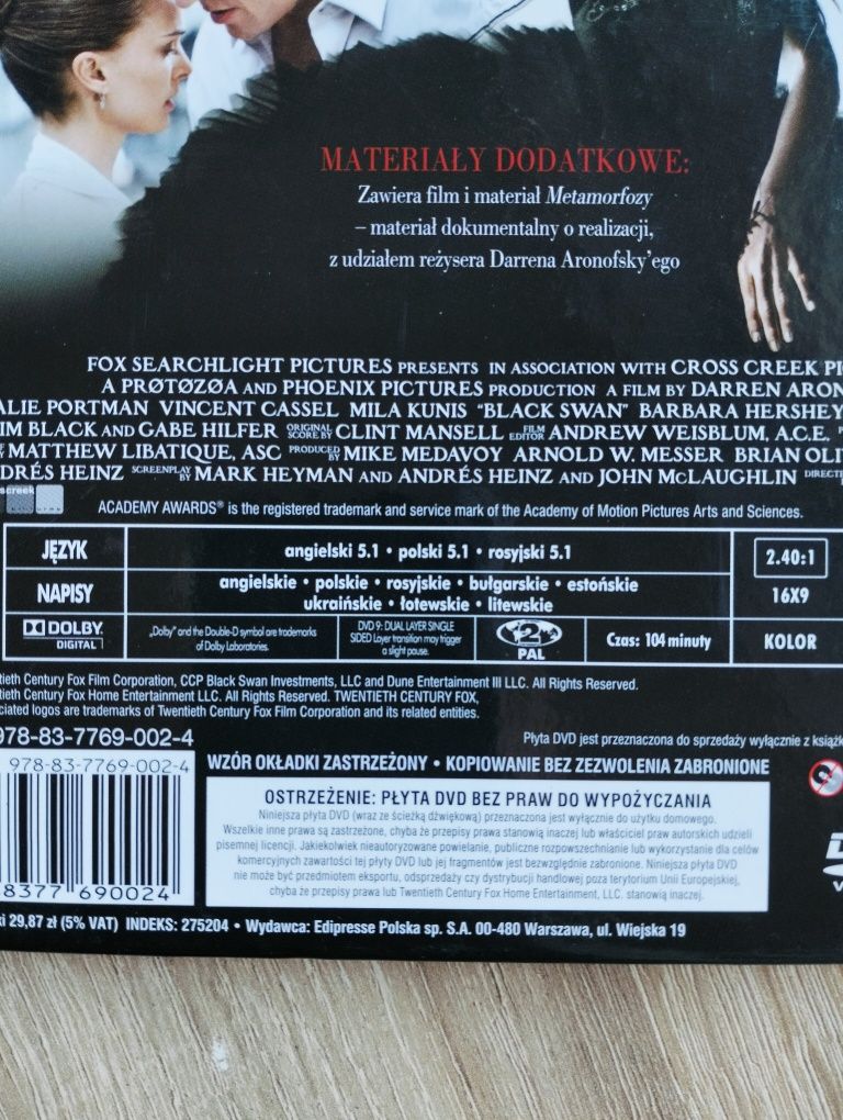 Czarny łabędź film DVD