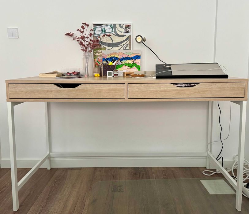 IKEA ALEX Desk (132×58 cm) – White/Oak Effect – Great Condition