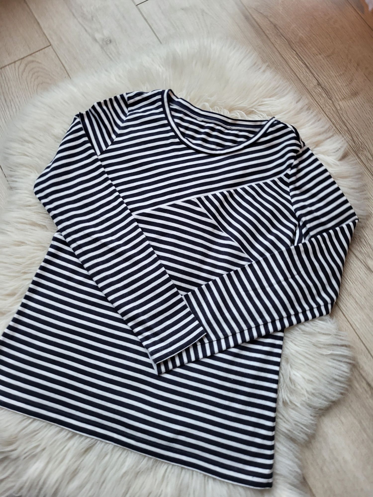 Bluzka w paski biała granatowa basic styl COS Massimo Dutti rozmiar M