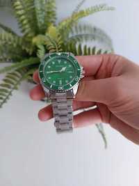 Modny, luksusowy zegarek kwarcowy z zieloną tarczą