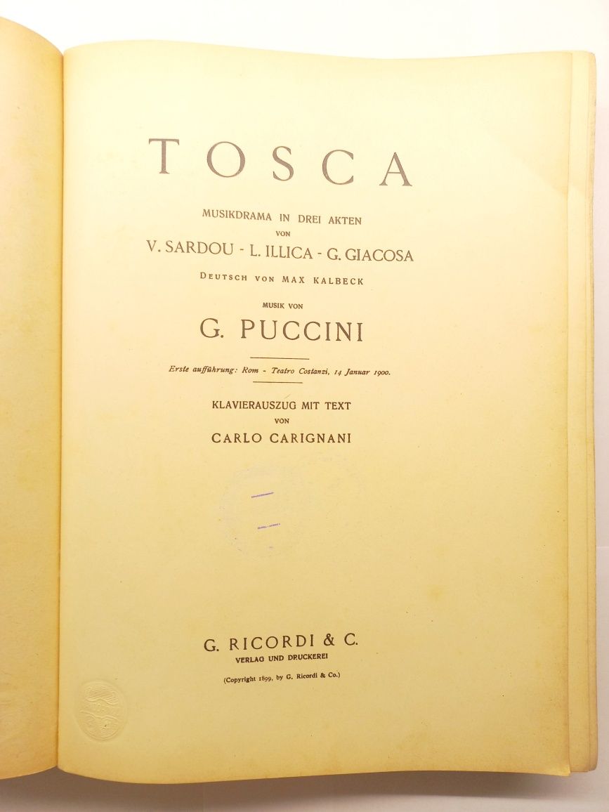 G. Puccini TOSCA wyciąg fortepianowy z głosami nuty Opera całość