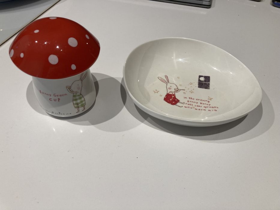 Maileg zestaw talerzyk i kubeczek grzybek Bunny Hunny