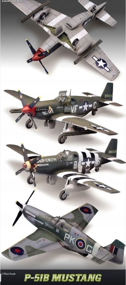 Academy 12464 samolot P-51B Mustang model do sklejania 1:72