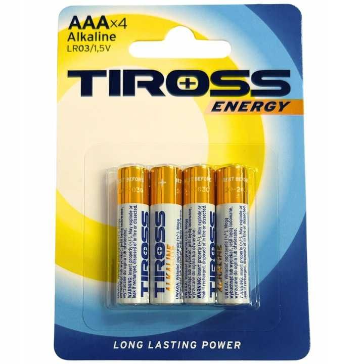 Baterie Bateria Tiross 4szt AAA LR3 1,5V Paluszki Alkaliczne do 2031r