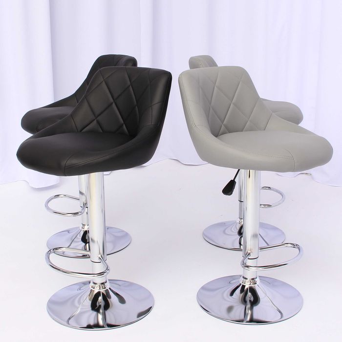 Hoker Krzesło Barowe Glamour Skóra Pikowany CZARNE tapiceroeane Fa VAT