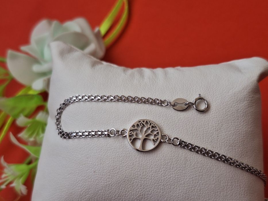 Srebrna bransoletka  drzewko szczęścia pr.925
