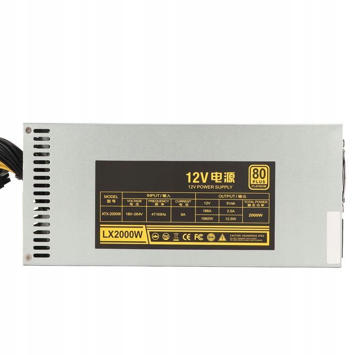 zasilacz górniczy 2000 w, 8 gpu miner psu jednokanałowy