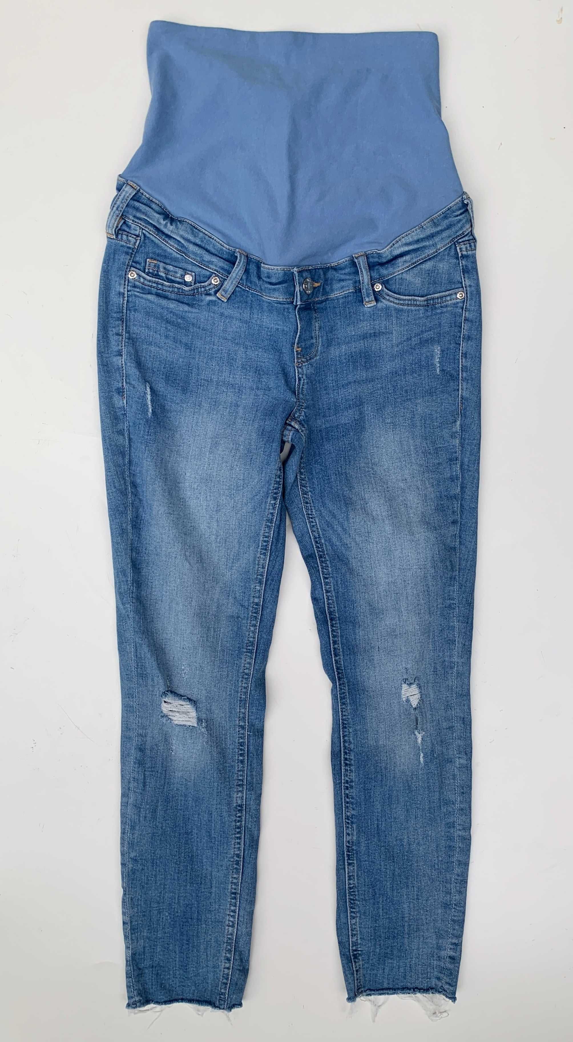 Spodnie H&M Mama S 36 Dzinsowe Jeansowe Skinny Ankle Przetarcia