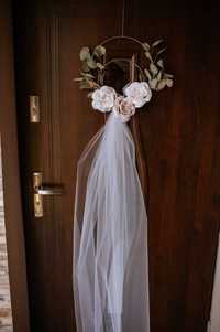 Dekoracja Domu Panny Młodej, wianek na drzwi, ślub