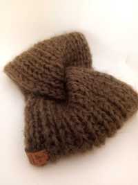 Moherowa opaska turban, rekodzieło; handmade
