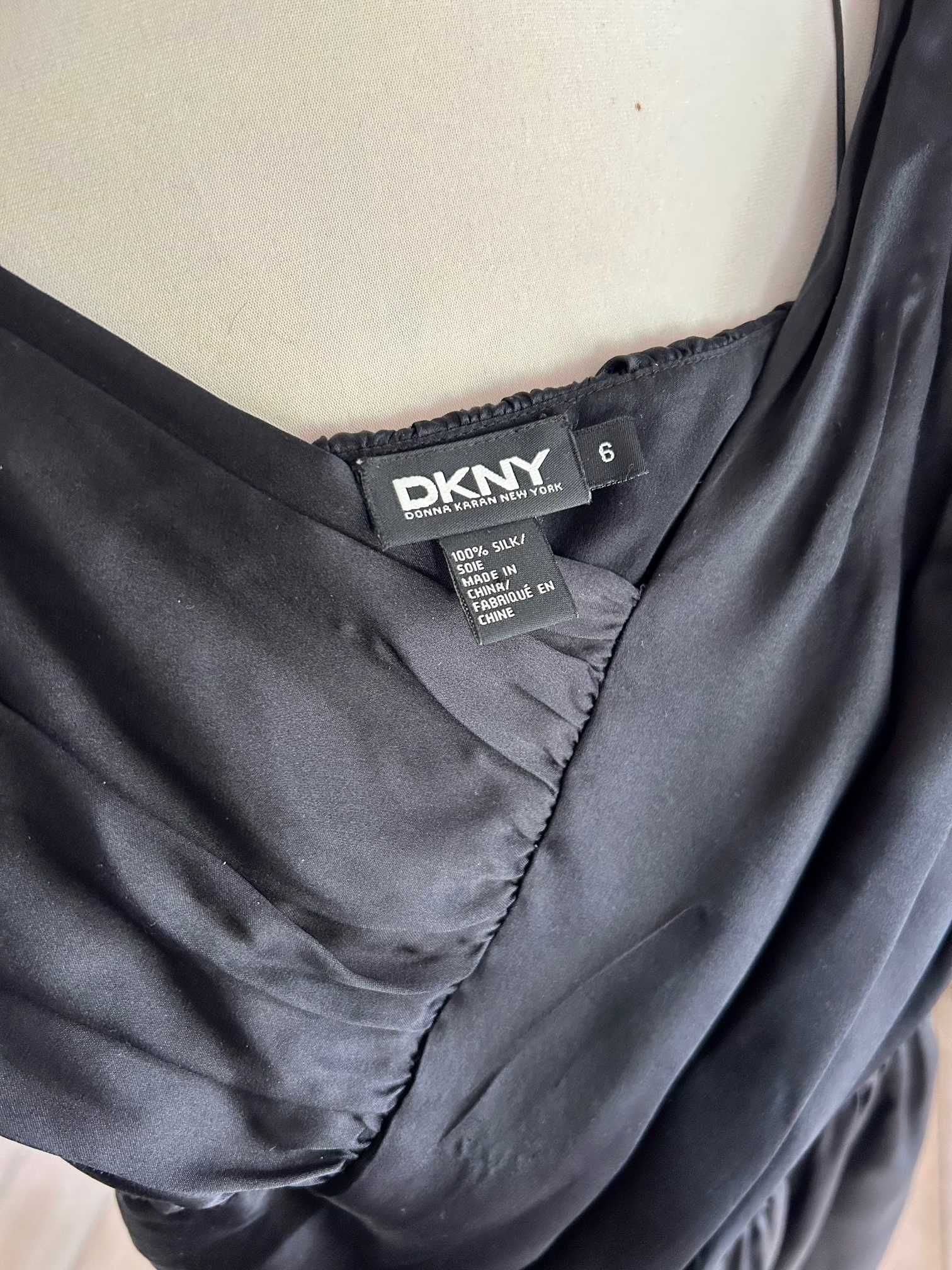 Donna Karan jedwab 100% drapowana maxi slippery dress suknia