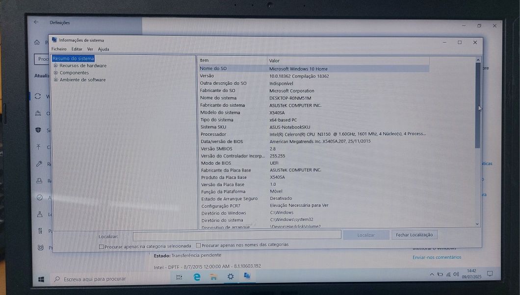 Portátil Asus X540SA - usado