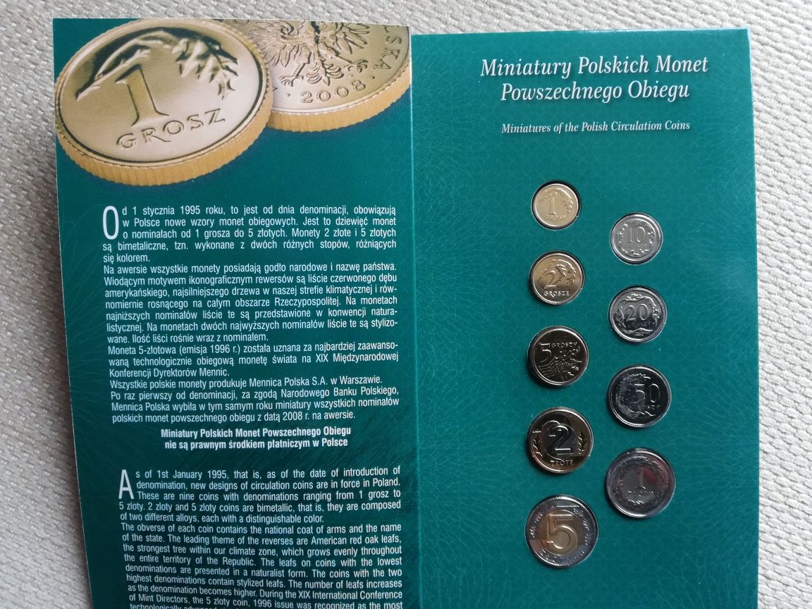 Miniatury Polskich Monet Powszechnego Obiegu 2008r