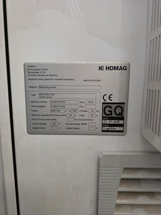 Cnc Homag Drillteq v-200 Bhx-055 rok 2019