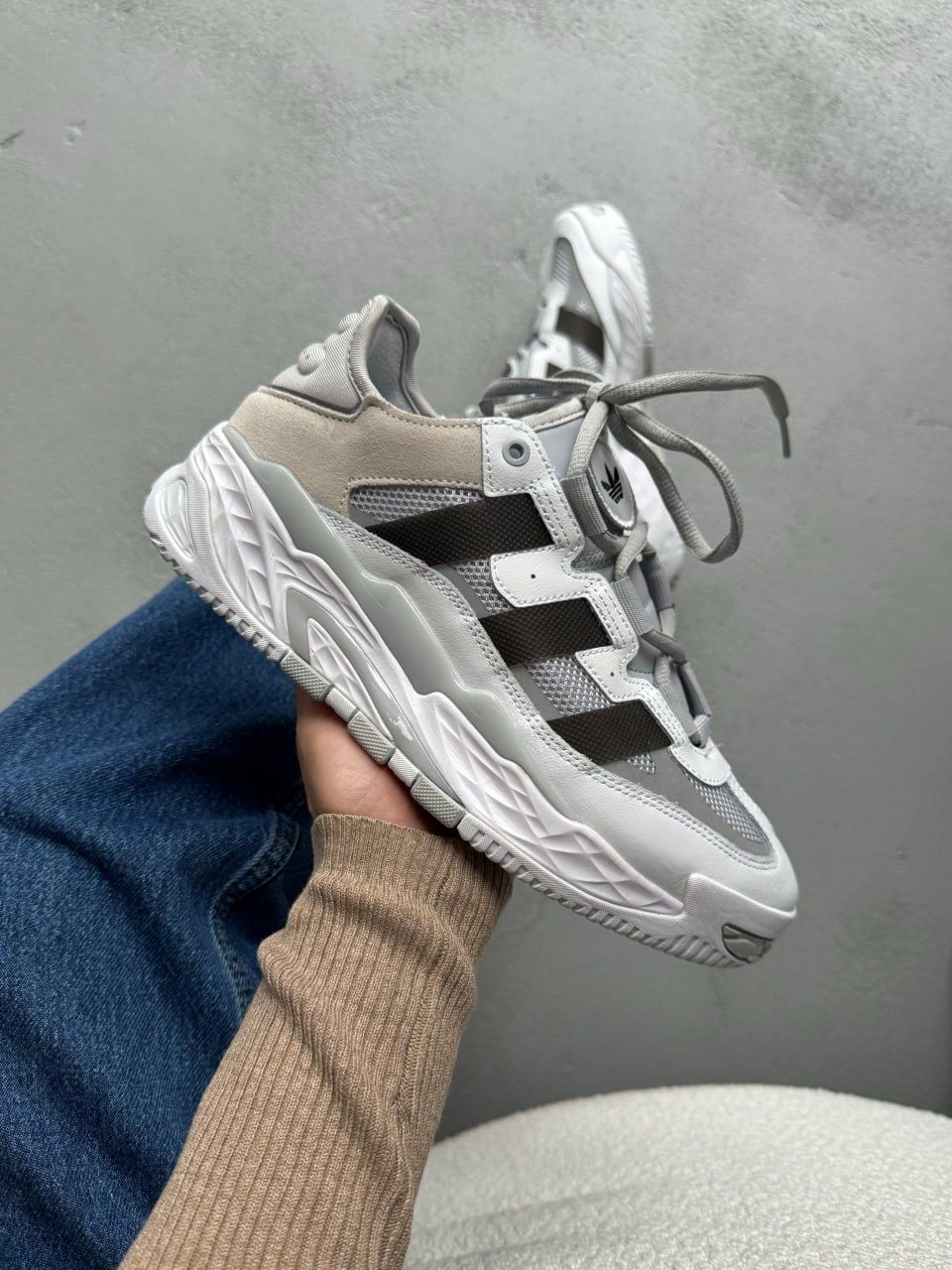 (унісекс) кросівки Adidas Niteball Grey/White(літо)