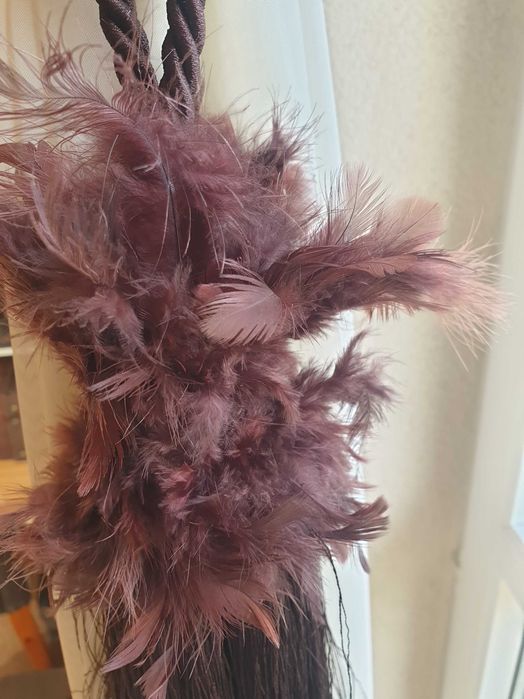 Sznur brąz pióra chwost do podpięcia zasłon