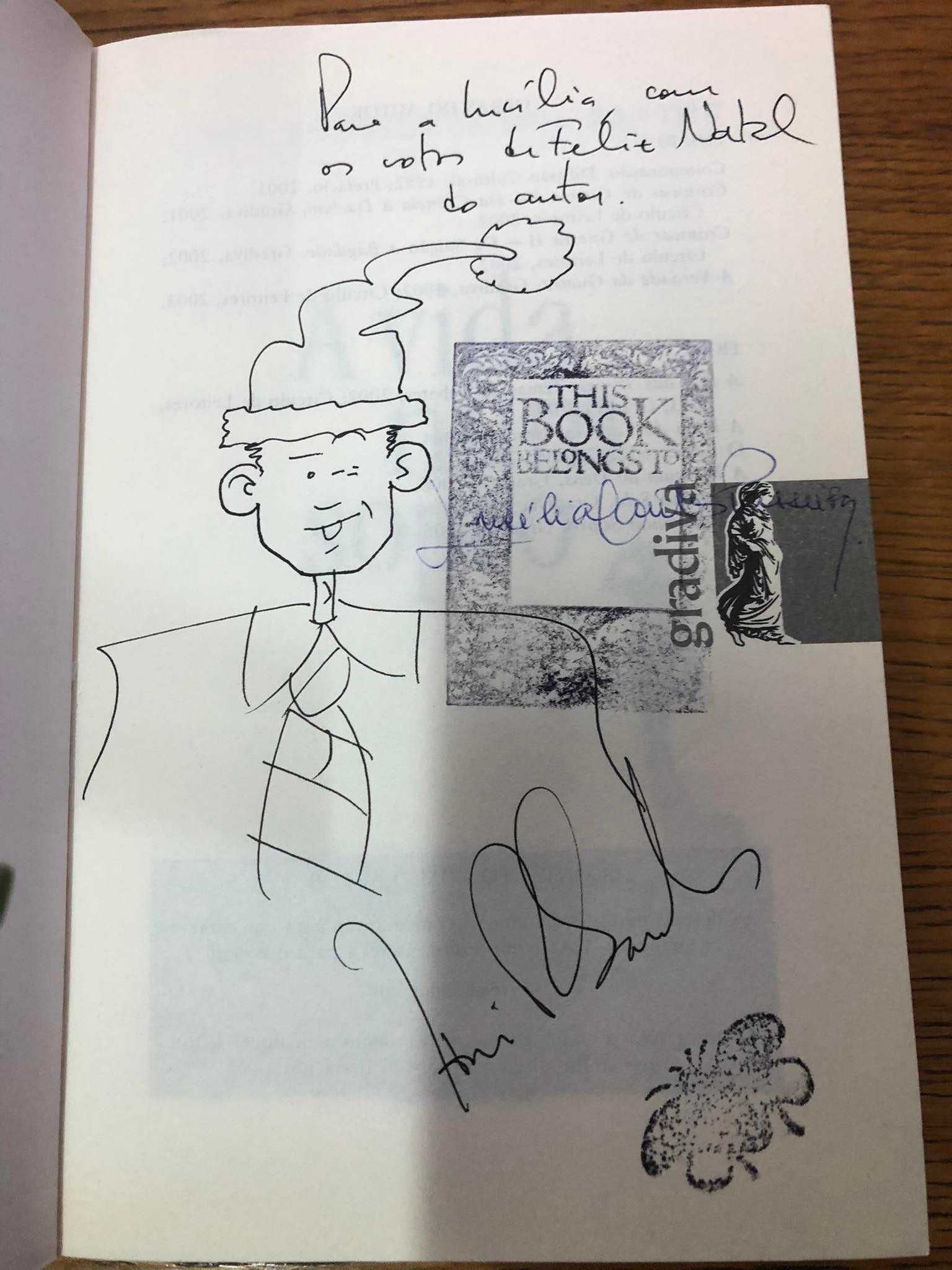 Livros José Rodrigues dos Santos autografados com caricatura