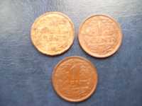 Stare monety 1 cent 1929 , 1939 ,, 1941 Holandia