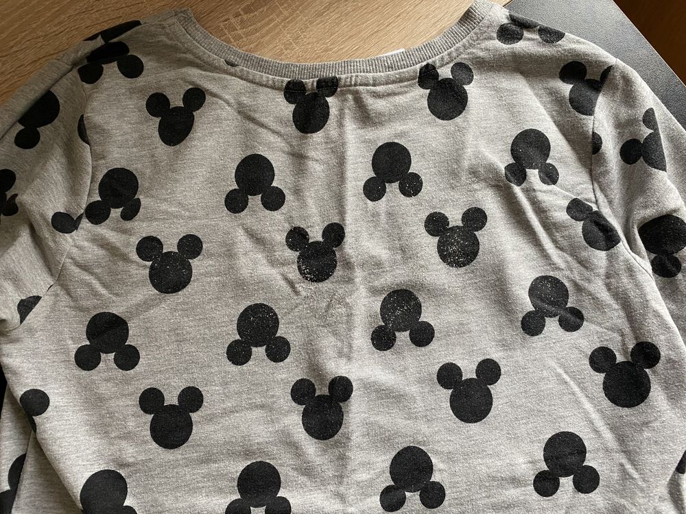 Szara Bluza napis mickey, myszka miki błyszcząca S/36 clockhouse c&a