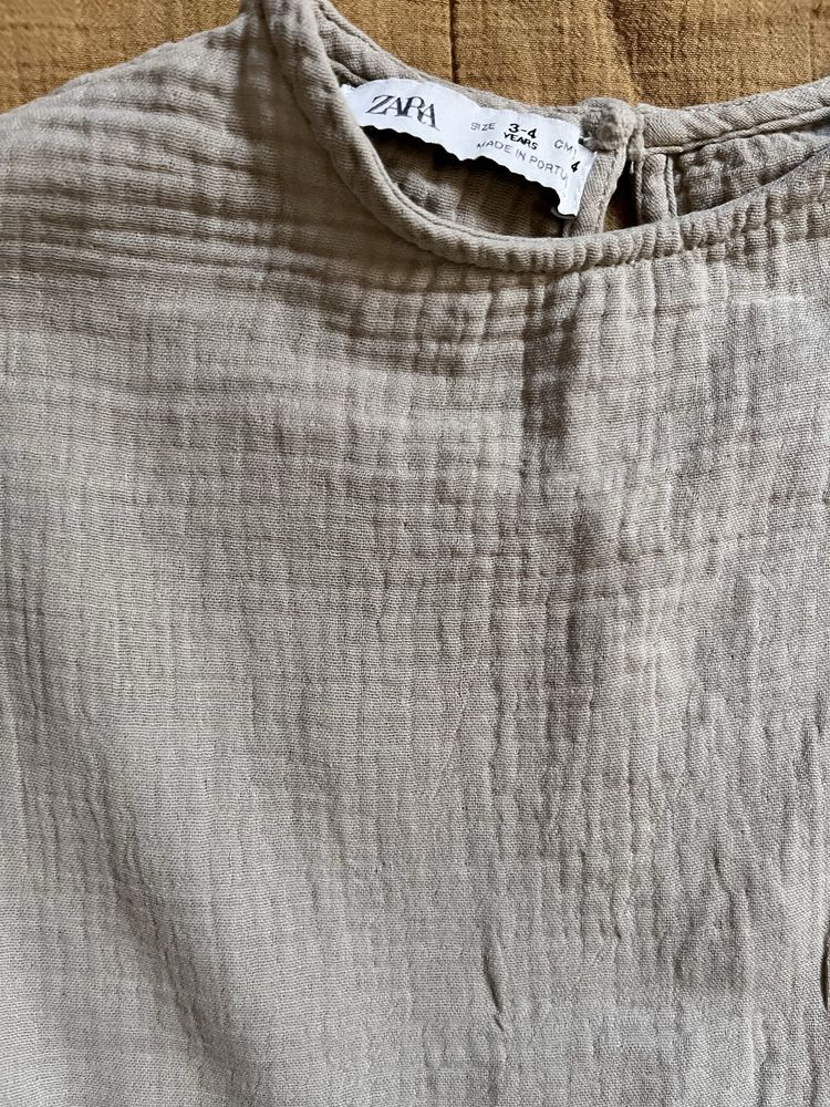 Zara zestaw - bluzka muślinowa i lniane spodenki 104