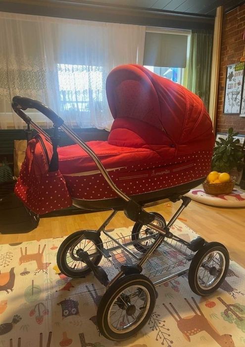 Wózek ROAN Marita, w bardzo dobrym stanie, czerwony w białe groszki