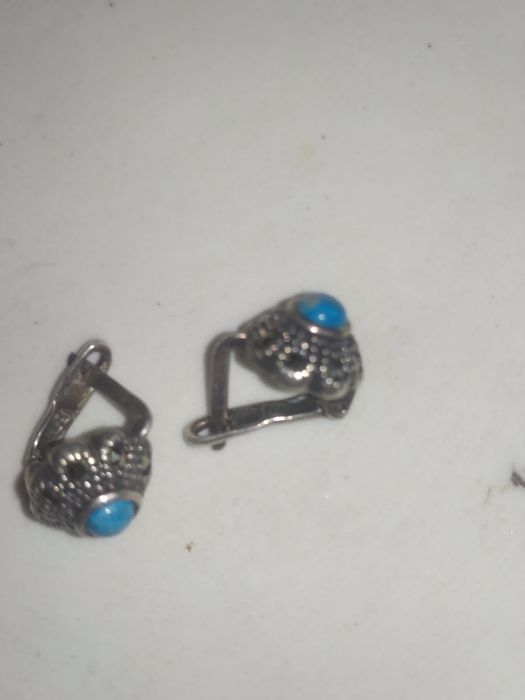 Срібні сережки 925 Бірюза старовинні, вінтажні сережки СССР (СРСР)