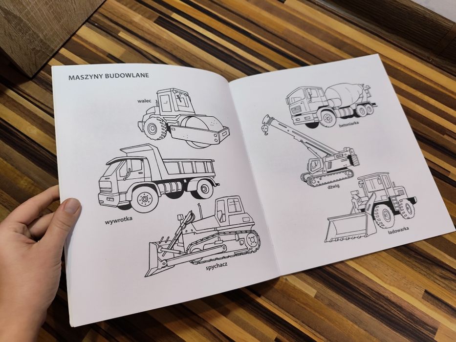 Wielkie pojazdy fiszki edukacyjne do kolorowania kolorowanka