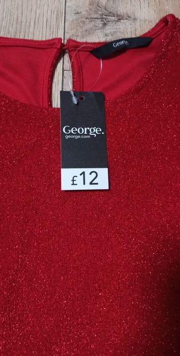 Красное блестящее вечернее платье для девочек 12-13 лет, George