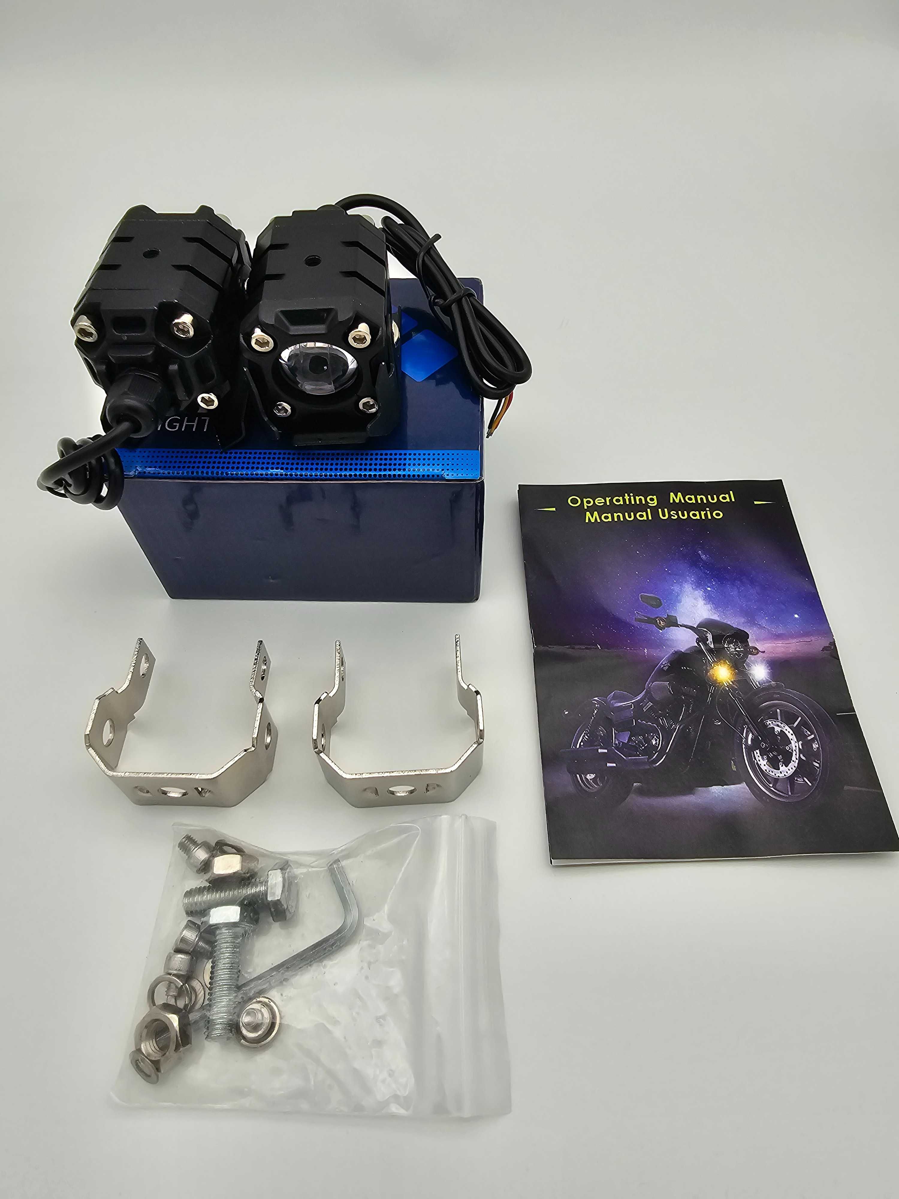 2 x Halogeny motocyklowe soczewkowe LED60 W6000 lm Dwukolorowe Światło