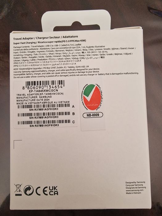 Carregador Samsung 45w