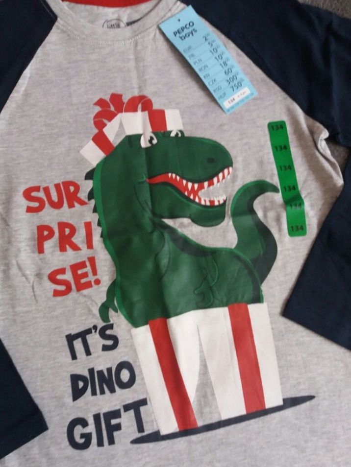 NOWA bluzka koszulka tshirt pepco 134 dinozaur dinozaury prezent