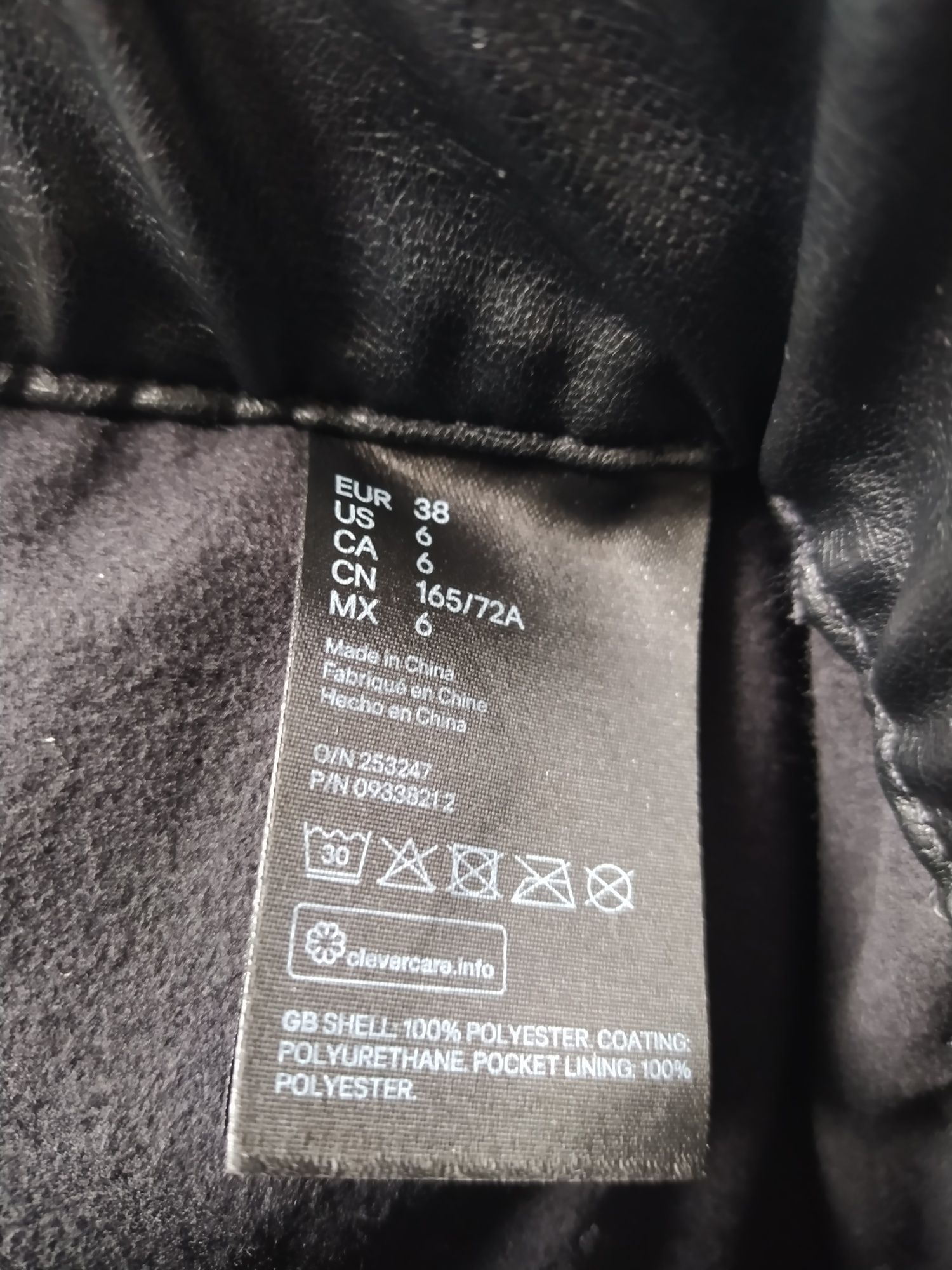 Czarne damskie spodnie wide leg, ekoskóra, szerokie nogawki H&M 38