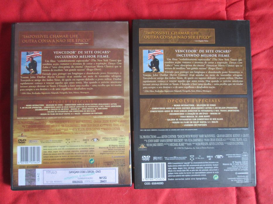 DVD Danças Com Lobos, Kevin Costner, Mary McDonnell, Rodney A. Grant