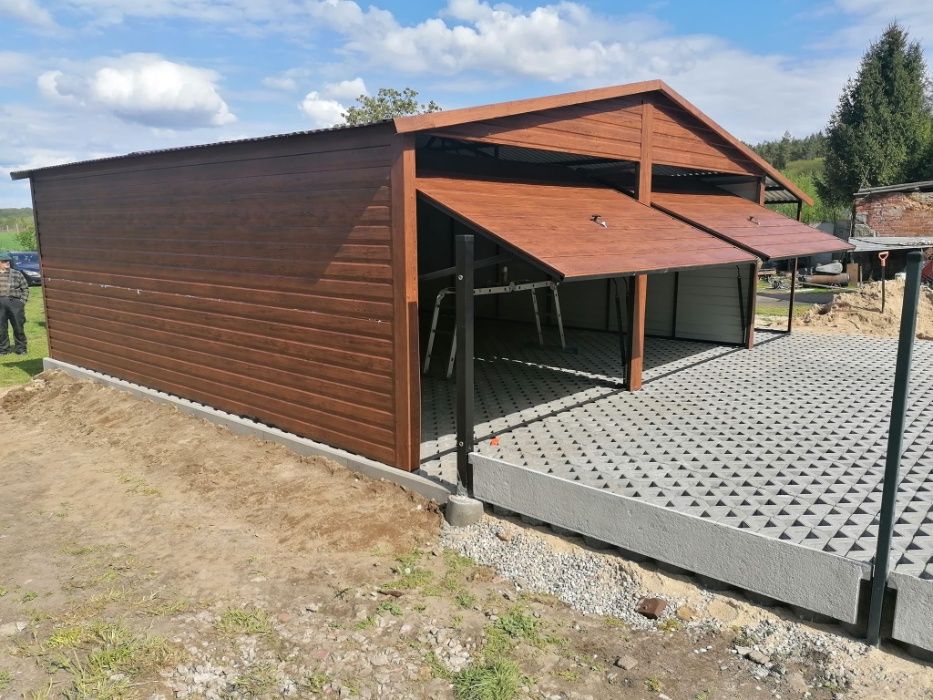 Garaż drewnopodobny blaszany 6x5+ 1,5 wiata, blaszak KOLORY/ROZMIARY