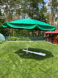 Parasol Ogrodowy 400 cm Zielony +  dwie podstawy, PRODUKT POLSKI