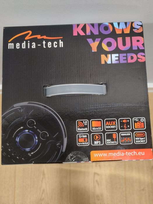 NOWY! Głośnik Bluetooth Media-Tech – 1400W PMPO, KARAOKE, LED – 200 zł