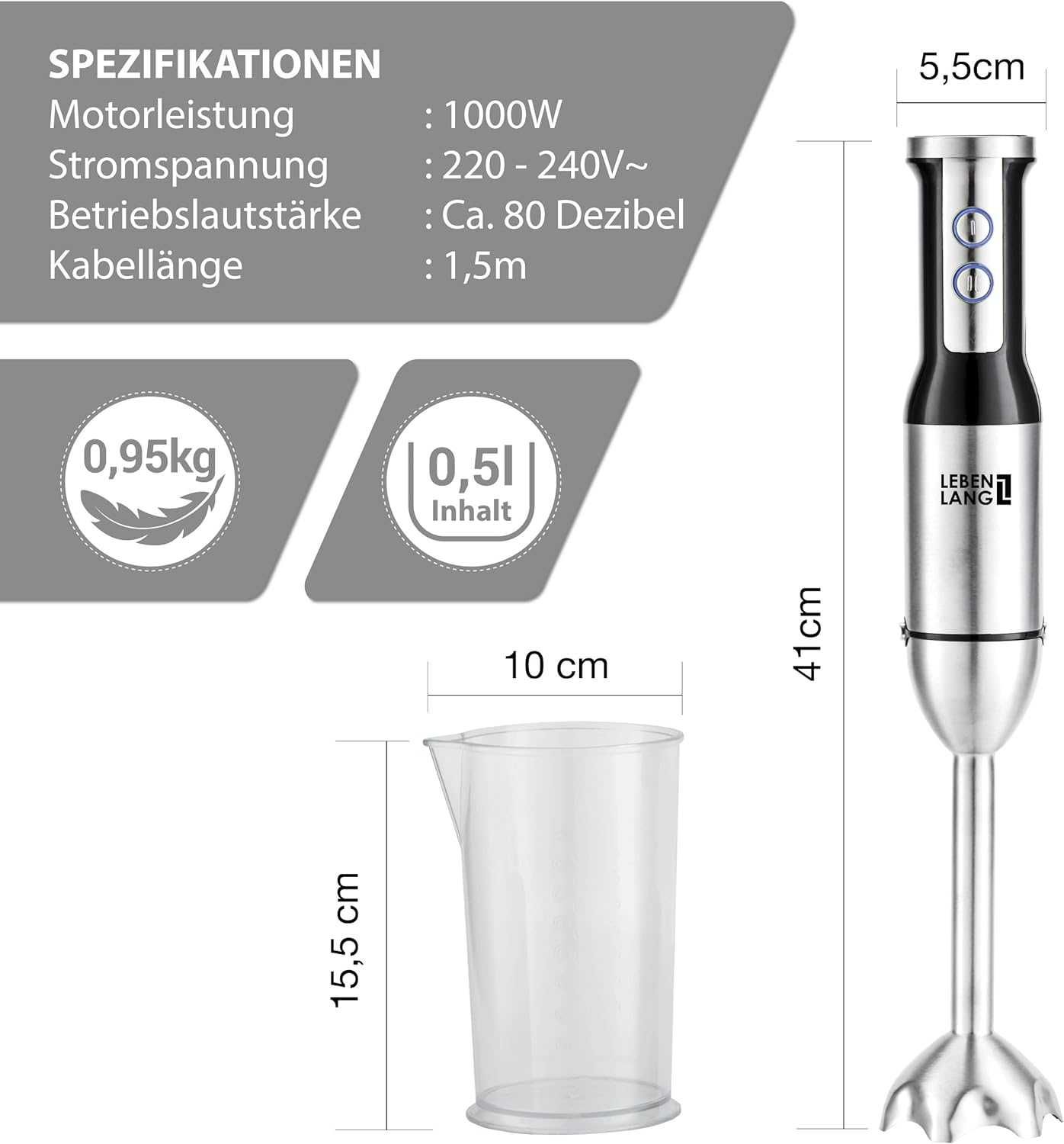 Blender ręczny LEBENLANG 1000 W