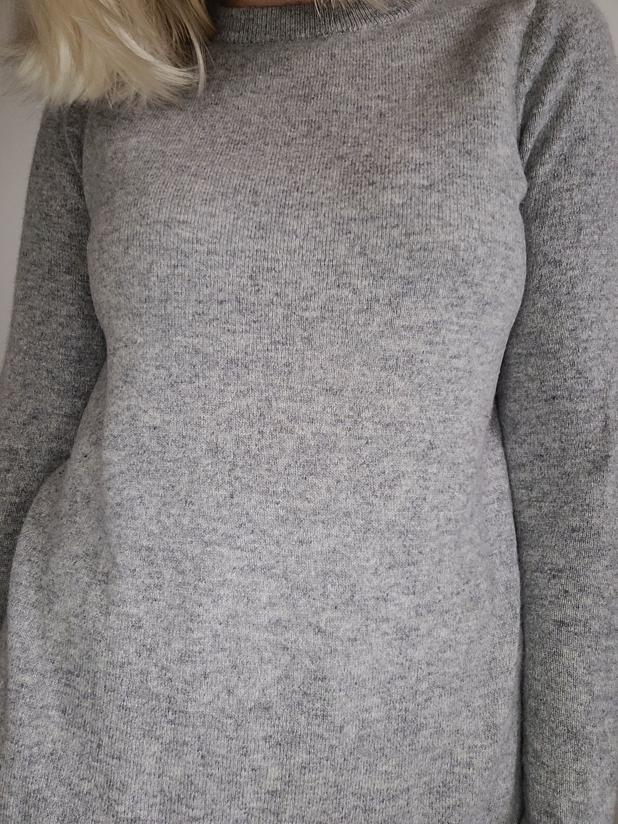 Szary wełniany sweter oversize wełna kaszmir Vero Moda
