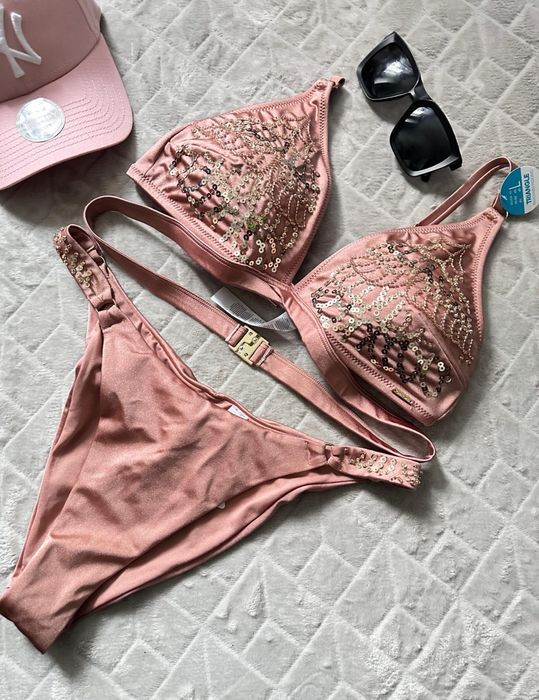 Nowy piękny strój kąpielowy dwuczęściowy cekiny XL 42 Censored