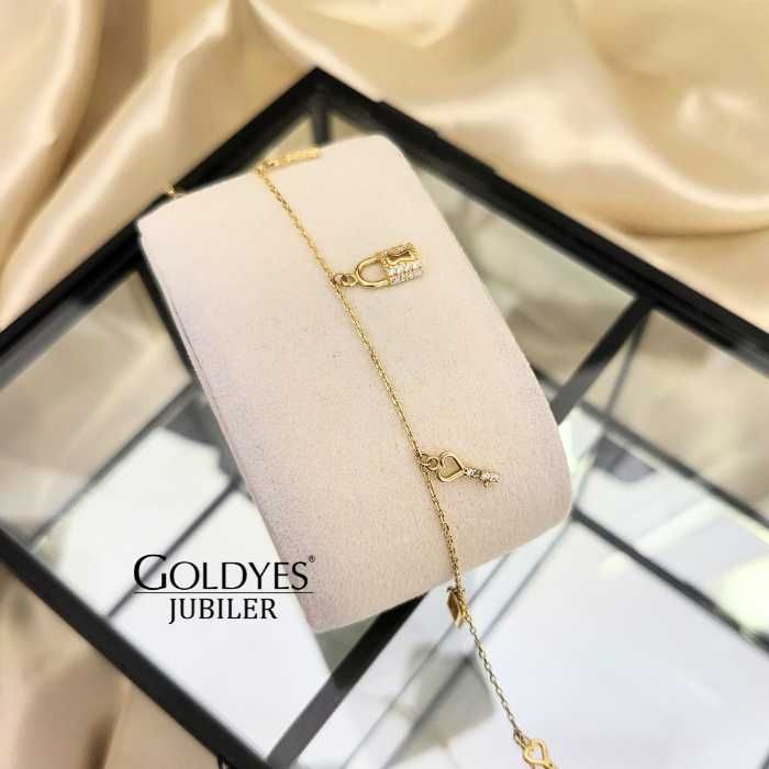 Złota bransoletka z zawieszkami 585 14k R20