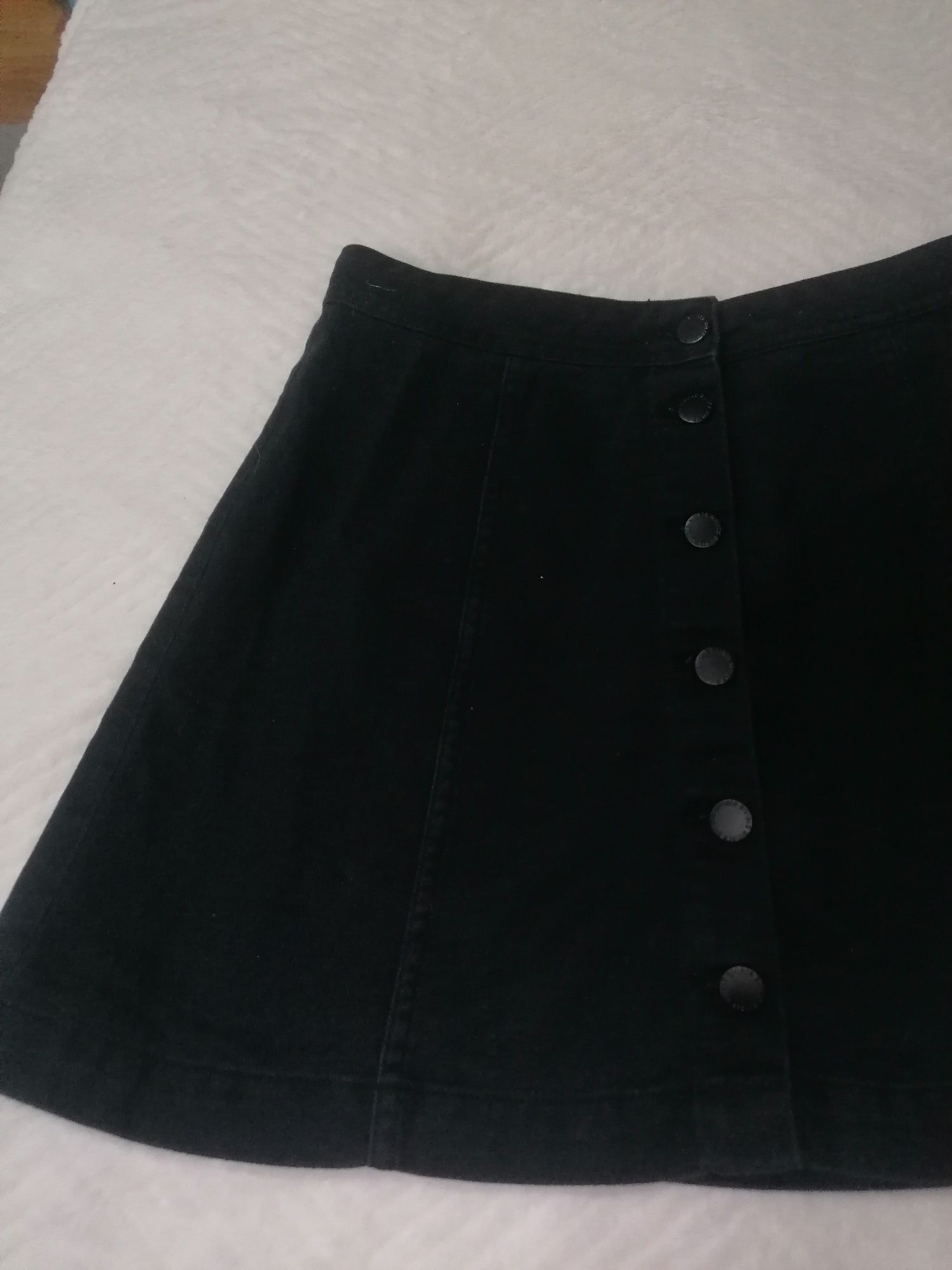 Krótka spódnica jeansowa H&M S czarny/szary