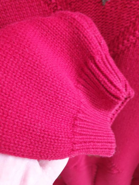 Czerwony sweter retro haftowany w liście Tulchan vintage L 40