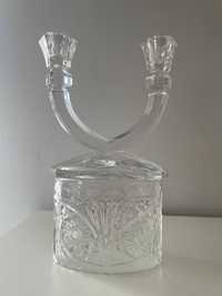 Kryształowy świecznik kryształ kryształy nie wazon prl szkło vintage