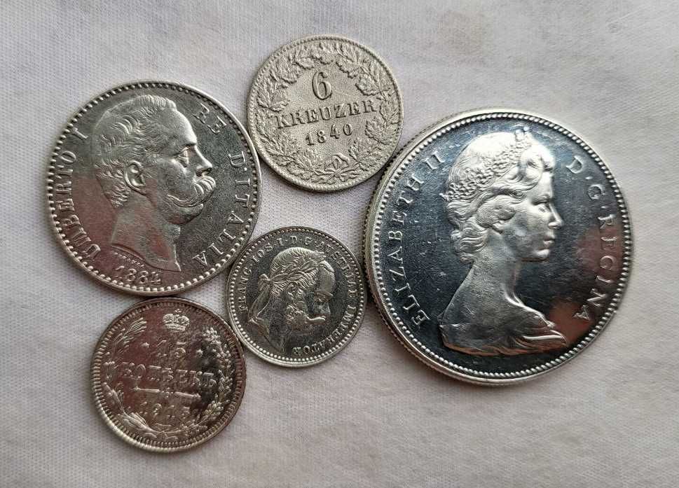Серебряные и бронзовые монеты разных стран