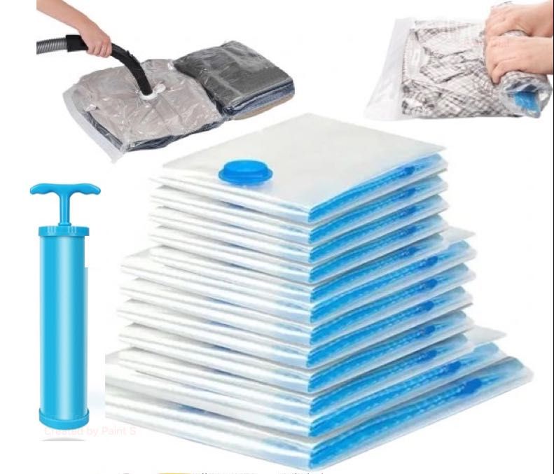 12szt. worki próżniowe 4 rozmiary na ubrania pościel zestaw + pompka